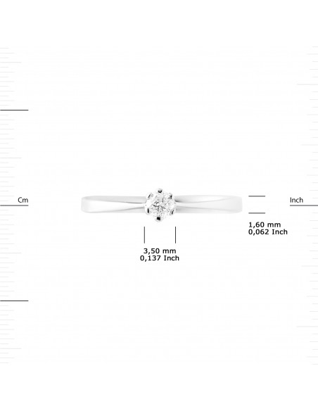 Bague Solitaire Diamant 0.100 Cts - Argent 925 - IBIZA