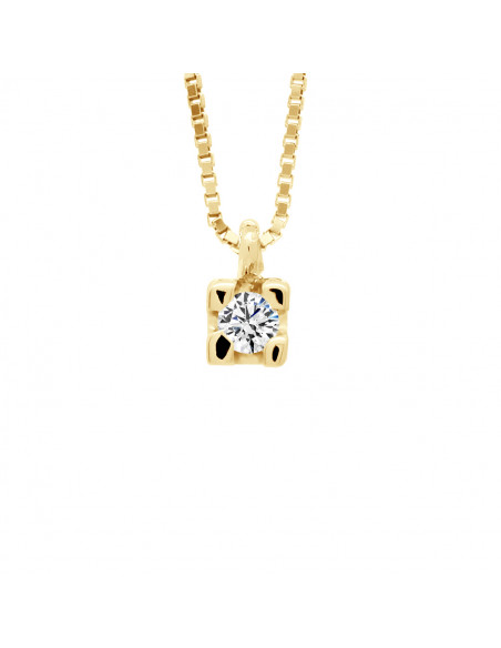 Diamond Solitary Pendants Necklaces - 0.030 to 0.30 Carats Sizes - Gold 375 - New York