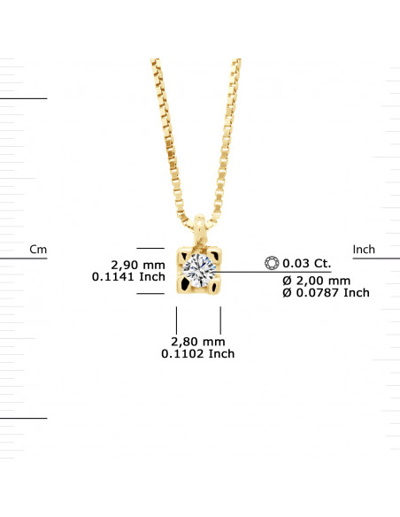Diamond Solitary Pendants Necklaces - 0.030 to 0.30 Carat Sizes - Gold 750 - Miami
