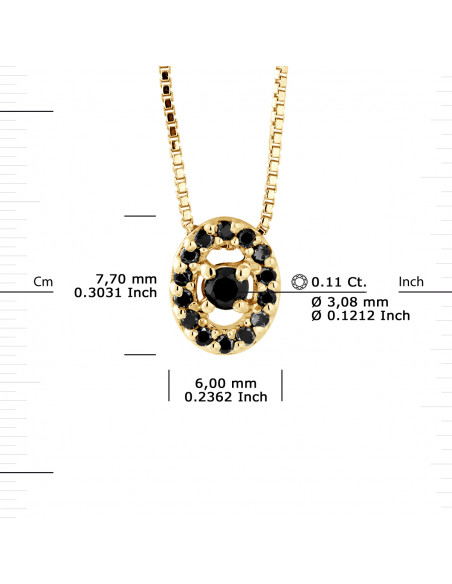 Prestige Necklace Jewelry Black Diamonds 0.110 Carats - Gold 375 - Oslo
