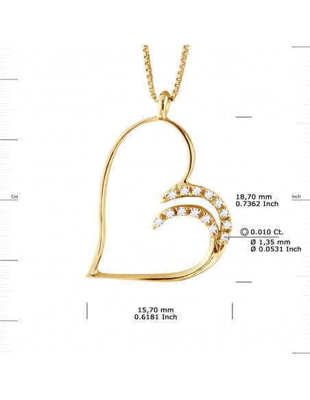 Prestige Heart Necklace Jewelry Diamonds 0.150 Carats - Gold 375 - Porto