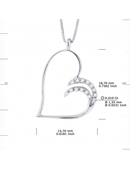 Prestige Heart Necklace Jewelry Diamonds 0.150 Carats - Gold 375 - Porto