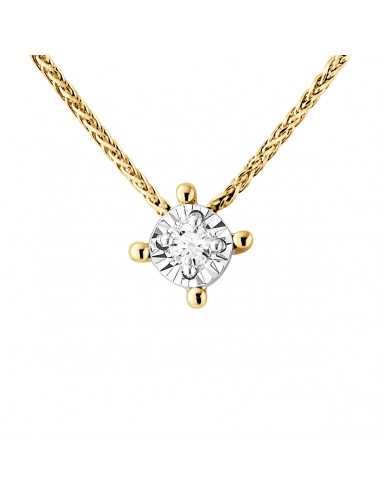 Collier Solitaire Diamants 0.020 Carats - Illusion 0.35 Carats - Or 375 - SOFIA