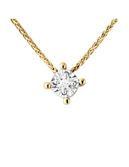 Solitaire diamond necklace 0.020 carats - Illusion 0.35 carats - Gold 375 - Sofia