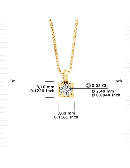 Colliers Pendentifs Solitaires Diamants - Tailles de 0.050 à 0.150 Carats - Or 375 - BÂLE