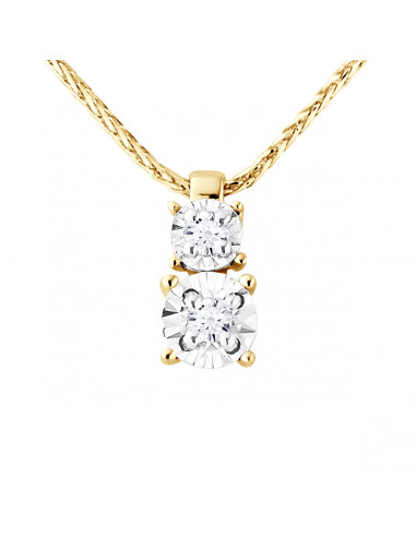 Collier Solitaire Duo Diamants 0.050 Cts -...