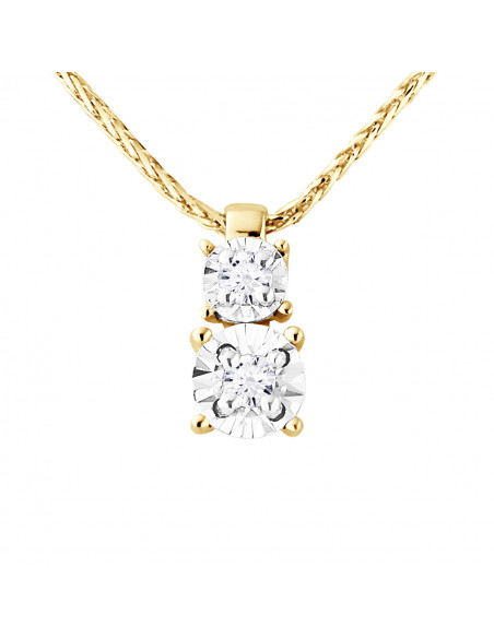 Solitaire Diamond Diamond Necklace 0.050 CTS - Illusion 0.50 CTS - Gold 375 - Santander