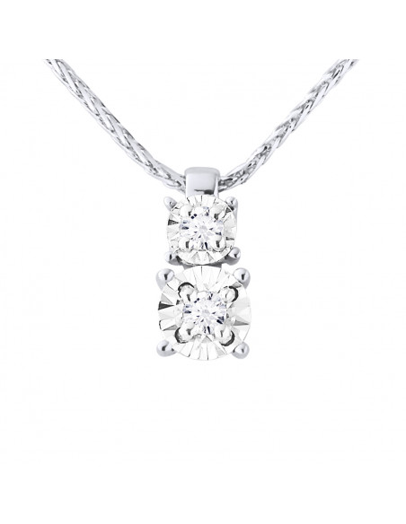 Solitaire Diamond Diamond Necklace 0.050 CTS - Illusion 0.50 CTS - Gold 375 - Santander