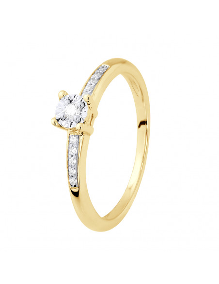 Solitaire Ring Shouldered - 0.070 Carats - Illusion 0.50 Carats - Gold 375 - Sofia
