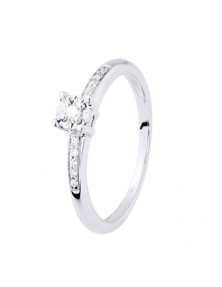 Solitaire Ring Shouldered - 0.070 Carats - Illusion 0.50 Carats - Gold 375 - Sofia