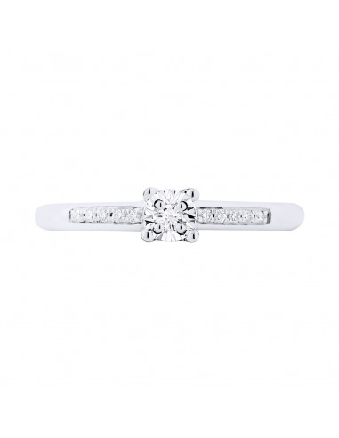 Bague Solitaire Diamant épaulé - 0.070 Carats -...