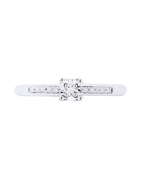 Bague Solitaire Diamant épaulé - 0.070 Carats - Illusion 0.50 Carats - Or 375 - SOFIA