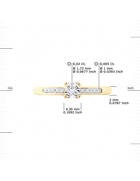Solitaire Ring Shouldered - 0.070 Carats - Illusion 0.50 Carats - Gold 375 - Sofia