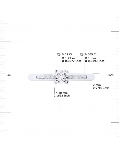 Solitaire Ring Shouldered - 0.070 Carats - Illusion 0.50 Carats - Gold 375 - Sofia