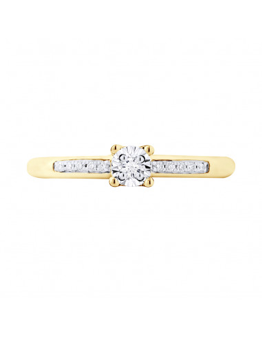 Bague Solitaire Diamant épaulé - 0.070 Carats -...