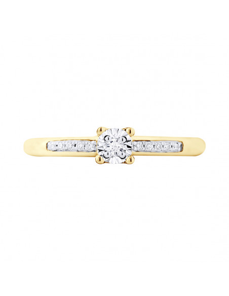 Solitaire Ring Shouldered - 0.070 Carats - Illusion 0.50 Carats - Gold 375 - Sofia