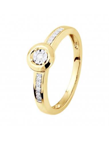 Bague Solitaire Diamant épaulé - 0.070 Carats -...