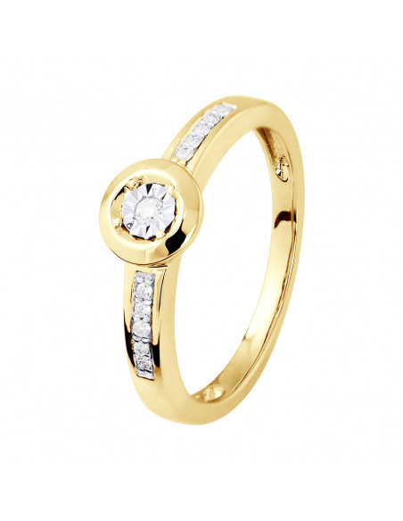 Solitaire Diamond Ring Shouldered - 0.070 Carats - Illusion 0.50 Carats - Gold 375 - Hamburg