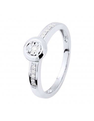 Bague Solitaire Diamant épaulé - 0.070 Carats -...