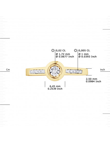 Solitaire Diamond Ring Shouldered - 0.070 Carats - Illusion 0.50 Carats - Gold 375 - Hamburg