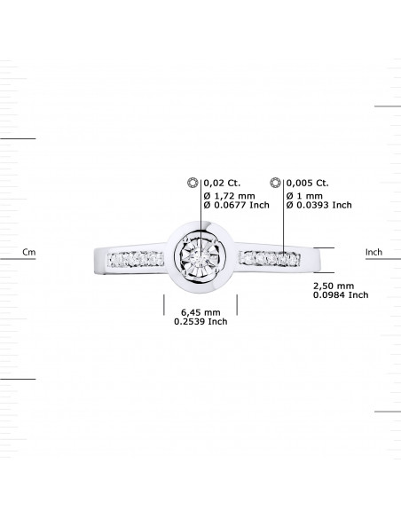 Bague Solitaire Diamant épaulé - 0.070 Carats - Illusion 0.50 Carats - Or 375 - HAMBOURG