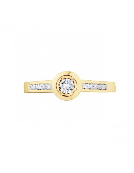 Bague Solitaire Diamant épaulé - 0.070 Carats - Illusion 0.50 Carats - Or 375 - HAMBOURG