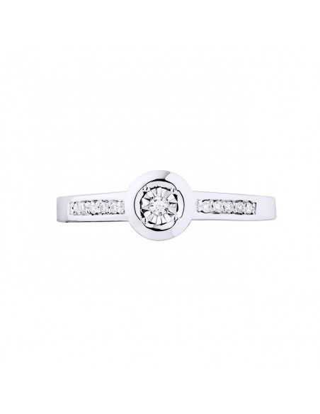 Bague Solitaire Diamant épaulé - 0.070 Carats - Illusion 0.50 Carats - Or 375 - HAMBOURG