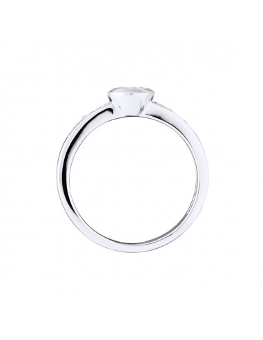 Bague Solitaire Diamant épaulé - 0.070 Carats -...