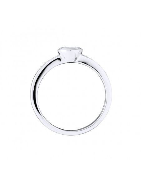 Bague Solitaire Diamant épaulé - 0.070 Carats - Illusion 0.50 Carats - Or 375 - HAMBOURG