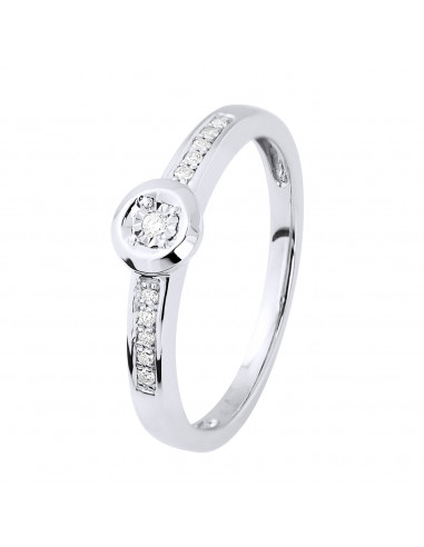 Bague Solitaire Diamant épaulé - 0.060 Carats -...