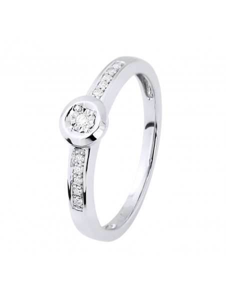 Bague Solitaire Diamant épaulé - 0.060 Carats - Illusion 0.35 Carats - Or 375 - UTRECHT