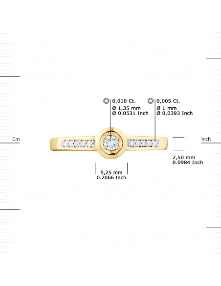 Bague Solitaire Diamant épaulé - 0.060 Carats - Illusion 0.35 Carats - Or 375 - UTRECHT