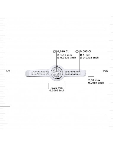Bague Solitaire Diamant épaulé - 0.060 Carats -...