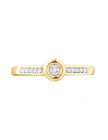 Bague Solitaire Diamant épaulé - 0.060 Carats - Illusion 0.35 Carats - Or 375 - UTRECHT