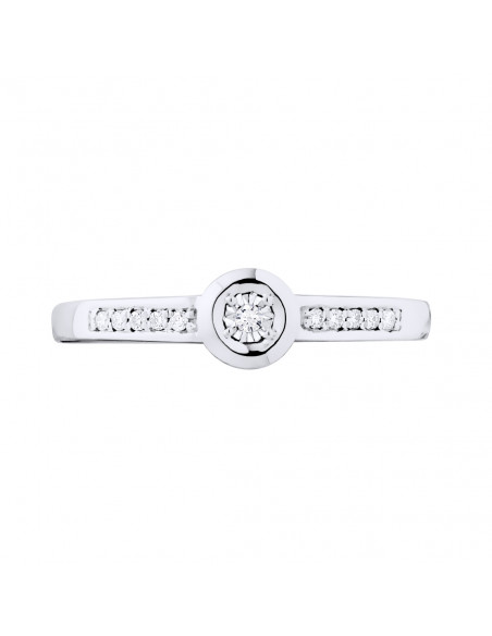 Bague Solitaire Diamant épaulé - 0.060 Carats - Illusion 0.35 Carats - Or 375 - UTRECHT