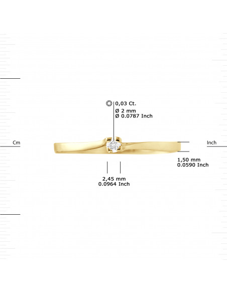 Classic Diamond Solitary Rings - Sizes from 0.030 to 0.060 Carats - Gold 375 - Paris