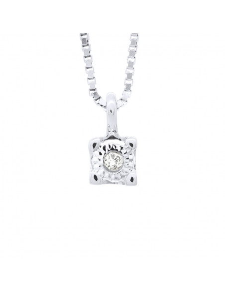 Collier Solitaire Diamants 0.010 Cts - Illusion 0.10 Cts - Or 375 - UTRECHT