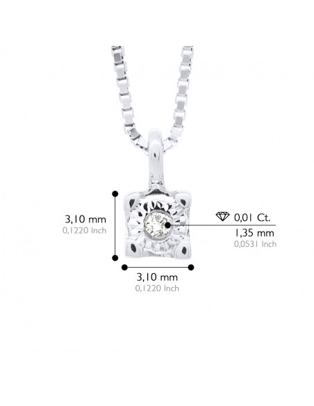 Diamond Solitaire Necklace 0.010 CTS - Illusion 0.10 CTS - Gold 375 - Utrecht