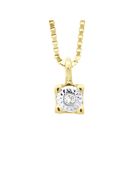 Diamond Solitaire Necklace 0.010 CTS - Illusion 0.10 CTS - Gold 375 - Utrecht