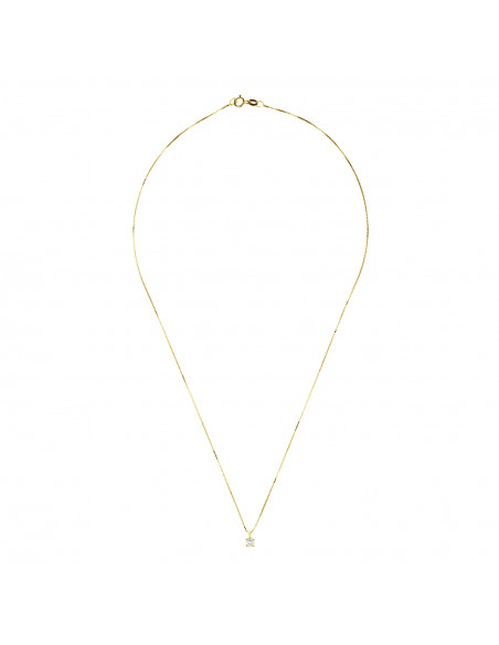 Diamond Solitaire Necklace 0.010 CTS - Illusion 0.10 CTS - Gold 375 - Utrecht