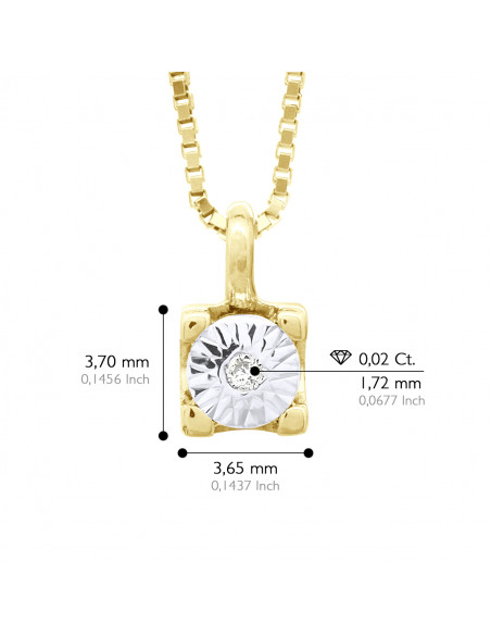 Collier Solitaire Diamants 0.020 Cts - Illusion 0.25 Cts - Or 375 - VIGO