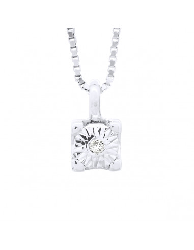 Collier Solitaire Diamants 0.020 Cts - Illusion...