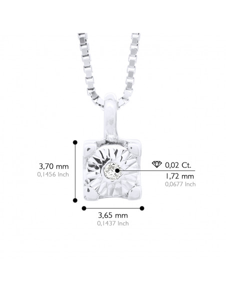 Diamond Solitaire Necklace 0.020 CTS - Illusion 0.25 CTS - Gold 375 - Vigo