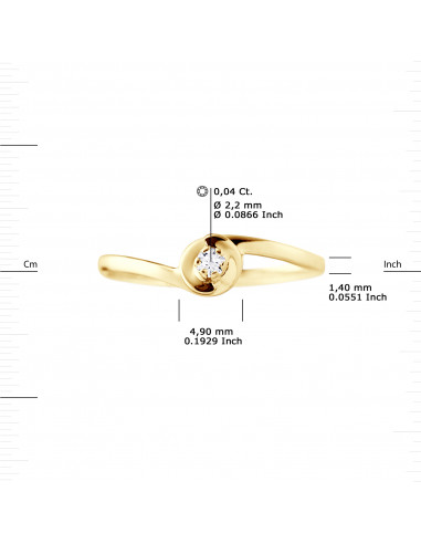 Bague Solitaire Diamant Classique - 0.040...