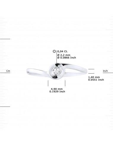 Bague Solitaire Diamant Classique - 0.040...