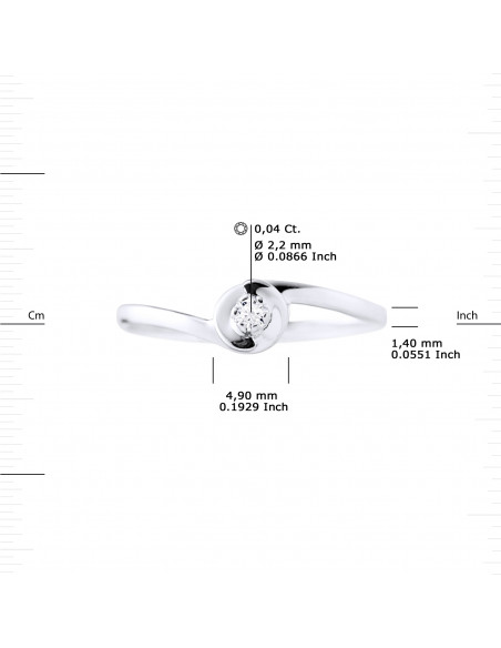 Bague Solitaire Diamant Classique - 0.040 Carats - Or 750 - PORTO