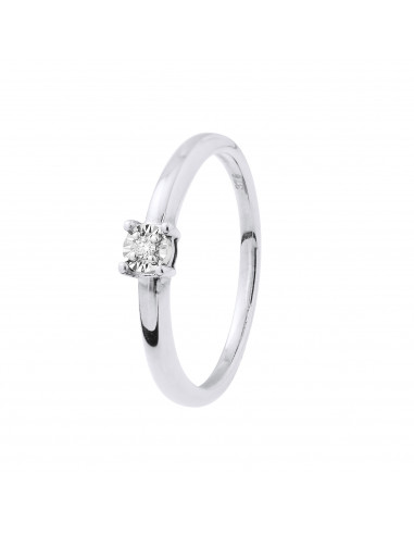 Bague Solitaire Diamant - 0.020 Carats - Illusion 0.35 Carats - Or 375 - BARCELONE