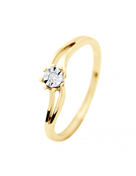 Diamond Solitaire Ring - 0.015 carats - Illusion 0.30 carats - Gold 375 - Bristol