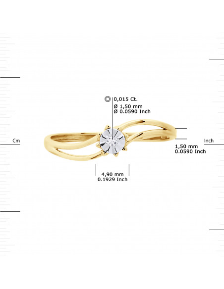 Bague Solitaire Diamant - 0.015 Carats - Illusion 0.30 Carats - Or 375 - BRISTOL
