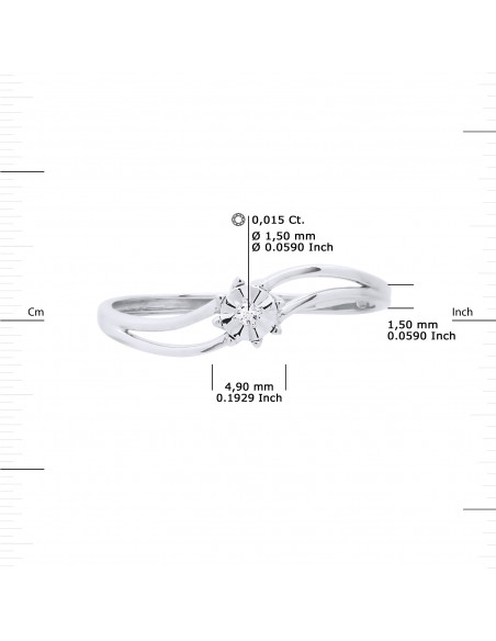 Bague Solitaire Diamant - 0.015 Carats - Illusion 0.30 Carats - Or 375 - BRISTOL